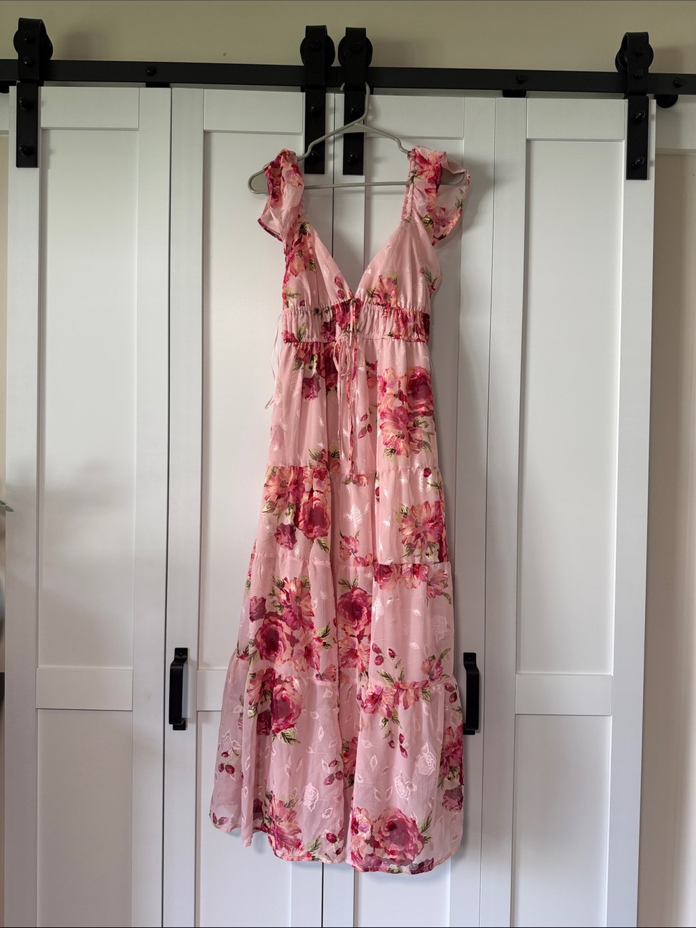 Pink Floral Midi Dress - Picture 1 of 3